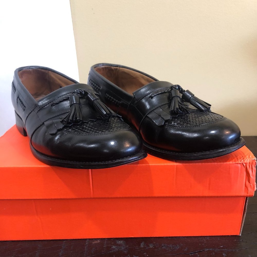 ALLEN EDMONDS Cody Size 9 D Black Woven Tassel Loafers Dress Shoes Leather